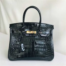 Platinum Genuine Leather Luxurys Bk Handbag Bag Crocodile Cowhide Women's Quality Fashion Handheld One Shoulder Crossbody