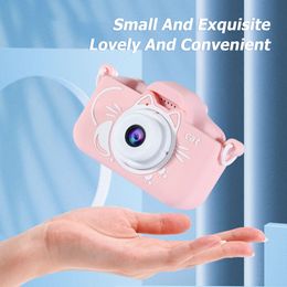 Toy Cameras 2 Inch IPS Screen Mini Digital Camera Birthday Gift Cartoon Cat Kids Video USB Charging Pography with 32GB Card 230911