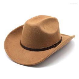 Berets Vintage Western Cowboy Hat Men Gentleman Lady Jazz Cowgirl With Leather Wide Brim Cloche Elegant Sombrero Hombre Caps