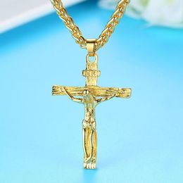 Pendant Necklaces Classic Silver Colour Cross Jesus Necklace Virgin Mary Religious Jewellery Men's And Women's Party Gift