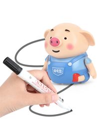 Intelligence toys Rechargeable Following Line Robot Pig Induction Educational Inductive Toys Car Follower Any You Draw USB Toy 230911