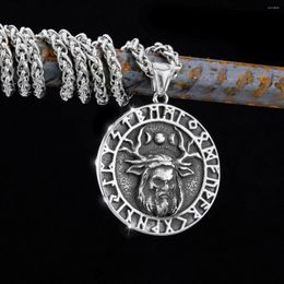 Pendant Necklaces Vintage Viking Deer God Necklace Men's Stainless Steel Fashion Odin Rune Charm Hip-hop Rock Jewelry Gifts