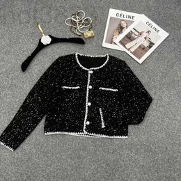 Women's Sweaters Designer 23 Early Autumn New Sequins Full Body Diamond Round Neck Long Sleeve Knitted Cardigan Quality Fashion Top for Women