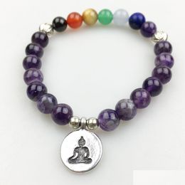 Beaded Sn1181 Designer Womens 7 Chakra Bracelet Natural Stone Yogi Bracelets Meditation Buddha Wholesale Drop Delivery Jewelr Dhgarden Dhey6