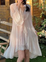 Women's Sleepwear Very Fairy Suspender Nightdress Nightgown Sexy Thin Lace Pyjamas Female Summer With Chest Pad