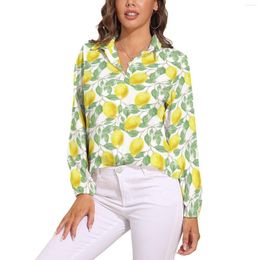 Women's Blouses Lemon Tree Blouse Flower Floral Print Pretty Custom Women Long Sleeve Streetwear Shirt Spring Oversized Clothes