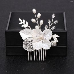 Hair Clips Mini Combs For Bride Wedding White Flower Hairpins Pearl Headpieces Side Women Girls Jewellery Accessory