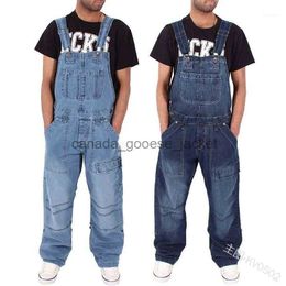 Men's Jeans Men's Jeans Men Casual Overall Lose Pocket Overalls Comfortabele Denim Jumpsuits Bib Pants Plus Big Size Voor Man Blauw BroekL230911