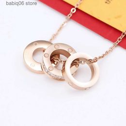 Pendant Necklaces designer Luxury Jewelry party Sterling Silver rings diamond pendant Rose Gold double loop for women fancy long chain gift T230911