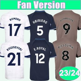 2023 24 SANCHEZ SON Mens Soccer Jerseys Home White Away ROMERO HOJBJERG KULUSEVSKI Football Shirt Short Sleeves Adult Uniforms