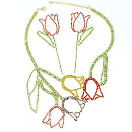 Pendant Necklaces Dvacaman Spring Summer Colored Bright Tulip Decorative Metal Necklace & Earrings For Women