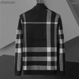 Pullover Herrenpullover Herbst Winter Luxus-Kaschmir-Cardigan für Herren England-Stil Herren warm halten Herren-Cardigan mit Karomuster High-End-Klassiker-Jacke HKD230911