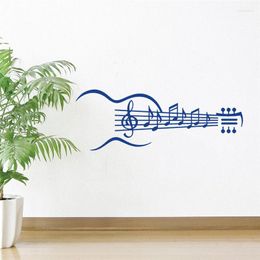 Wall Stickers Guitar Instrument Decal Music Notes Bedroom Living Room Sticker Removable Art Home Decoration Wellpaper DW6186
