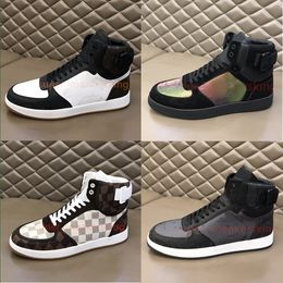 Designer sapatos Rivoli Sneaker Luxo Homens High Top Sneakers Designers Oblique Calfskin Boot Rainbow Treinadores com caixa 38-46