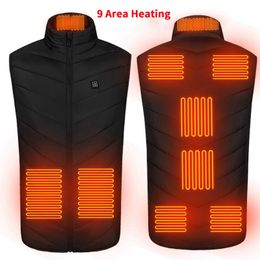 Men's Vests Men Heated Vest Jacket USB Charging Clothing Winter Coat Warm Casuals Infrared 9 Heating Areas Oversized 6XL 2023 230909