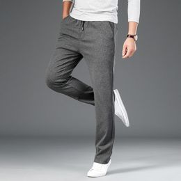 High-End Lace Elastic Waist Sweatpants Mens Loose Straight Casual Pants Draping Soft Dad Wear Mid-High Waist Trousers