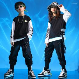 Scene Wear Cargo Pants For Girls Boys Dance Costume Kläder Kid Cool Black Hip Hop Clothing Streetwear Harajuku Joggger