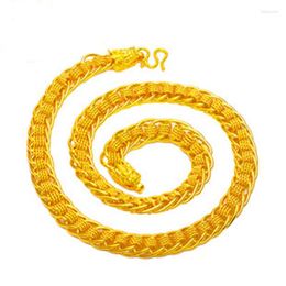 Chains Real 24K Gold Filled Chain Necklace Luxury Fashion Shape Leading Personality Yellow Color Men's Jewelry Gifts Male