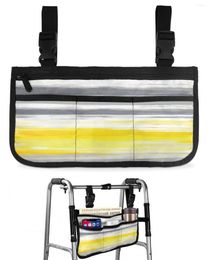 Storage Bags Abstract Gray Yellow Texture Wheelchair Bag With Pockets Armrest Side Electric Scooter Walking Frame Pouch