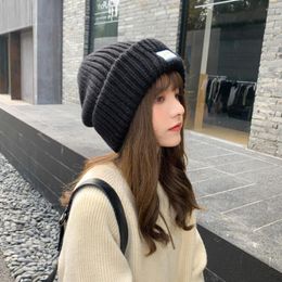 Berets Solid Colour Knit Cap Winter Warm Casual Slouchy Bonnet Soft Leisure Outdoor