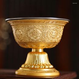 Decorative Figurines Auspicious Gilt Drinking Buddha Bowl Silver Zinc Alloy Double Layer Holy Water Cup Buddhist Home's Gift 90ml