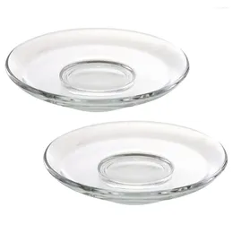 Cups Saucers 2 Pcs Decorative Cup Mat Tea Coasters Round Glass Plates Clear Dining Table Drinks Creative Pad