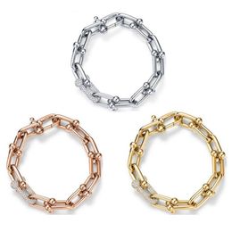 Tiff designer bracelet U-shaped joint surround bracelet chain inlaid with diamond vintage metal texture horseshoe shaped girlfrien259Y