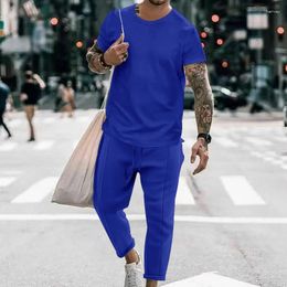 Men's Tracksuits Summer Round Neck Short-sleeved T-shirt Shorts Casual Suit Trendy Fashion Sports High-quality Two-piece