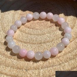 Beaded Mg1461 Strand 8 Mm Natural Pink Mangano Calcite Bracelet Fashion Womens Calming Tension Jewellery Heart Chakra Wrist Ma Dhgarden Dhtf6
