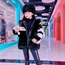Down Coat Winter Girls Faux Fur For Kids Turn Collar Thick Warm Long Sleeve Jacket Girl Loose Outerwear