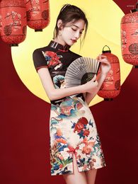 Ethnic Clothing Chinese Oriental Dress Red Black Vintage Cheongsam Year Girls Qipao Evening Dresses Style Top Cheongsams Traditional