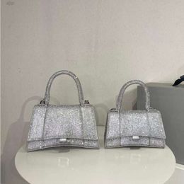 balencigaa Underarm Highestquality Bag High Hourglass Quality Rhinestone luxury designer Shimmer Crossbody Clutch Handbag Women Hobo Purses Genuine Leather Lad