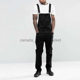Men's Jeans Jumpsuits Overalls Men Bib Jeans Denim Suspender Romper Trousers Men Streetwear Pockets Sexy Slim Skinny Overall Black White270BL230911