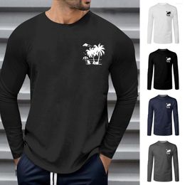 Men's T Shirts Tissue Tees Long Sleeve Round Neck Holiday Funny Prints Shirt Breathable Top For Men Thick