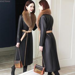 Women's Leather Autumn And Winter Genuine Sheepskin Jacket Women Luxury Fur Collar Long Windbreaker Coat Down Jackets