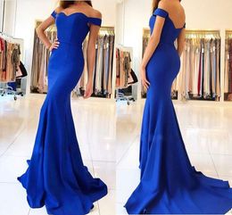 2023 Sexy Off The Shoulder Mermaid Bridesmaid Dresses Plus Size Satin Long Maid Of Honor Gowns Wedding Guest Party Dress