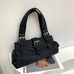 Evening Bags Nylon Casual Purses And Handbags Black White Handheld Shoulder Ladies Hand 2023 Fashion Buckle Purse