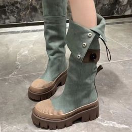 Boot's Rubber Boots Autumn Shoes Flat Heel BootsWomen Winter Footwear Round Toe Rain Lolita Cowboy Med Ladies 2023 Rock 230911