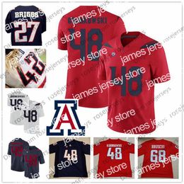 American College Football Wear NCAA Arizona Wildcats #68 Tedy Bruschi 48 Rob Gronkowski 42 Brooks Reed 27 Lance Briggs Navy Blue R333Q