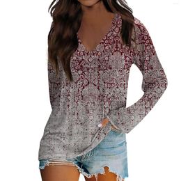 Women's Hoodies Long Sleeve T-Shirt V-Neck Vintage Printed Casual Comfortabe Top Cropped Y2k Tops Cute Tank Luxury Clothes