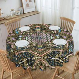 Table Cloth Round Tablecloth 60 Inch Kitchen Dinning Spillproof Sacred Geometry Meditation Covers