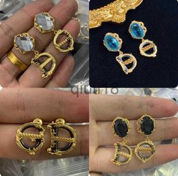 Stud Luxurious Earring Studs Crystal Diamonds Earrings D Letters pendants 18K gold plated Anti allergy women's Ear Clip Jewelry Gifts DER1 --14 x0911