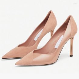 Dress Shoes 2023 Women Pumps Spring Autumn Patent Leather Upper Design Solid Pointed Toe Fairy Fashion Temperament High Heel