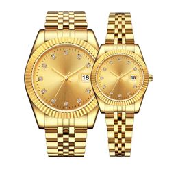 Gold Watches For Men and Women dress full Stainless steel Sapphire waterproof Luminous Couples Wristwatches Quartz movement Cerami2764