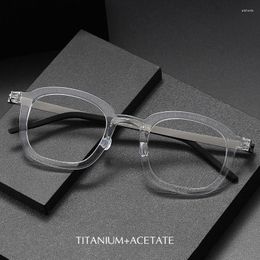 Sunglasses Frames 2024 Brand Designer Men's Vintage IP Titanium Acetate Glasses Women Big Square Optical Myopia Lenses Prescription