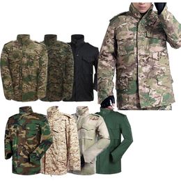 Açık Giyim Kamuflaj Windbreaker Taktik M65 Ceket Ormanlık Avcılık Çatır Çöp Savaş Kış Giysileri No05-214