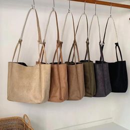 Evening Bags Vintage Faux Suede Women Totes Wide Strap Shoulder Bag For Lady Composite Handbag Big Matte Leather Female Messenger Bolsa