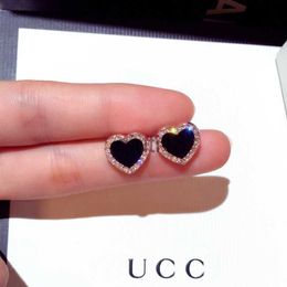 Stud 925 sterling silver heart stud earrings designer Jewellery earring designer for woman 18K rose gold shining crystal earrings diamond earring Jewellery for party x0