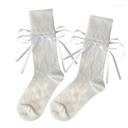 Women Socks Summer Hollows Breathable Bows Sock Casual Ballet Style Solid Colot Stocking