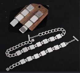 Hip hop Rock Punk Silver Cuban Thick Chain Block Initial V Necklace Bracelet Earrings Banshee Head Portrait Jewellery Women's Men Lovers birthday party Gifts XMS33 --015